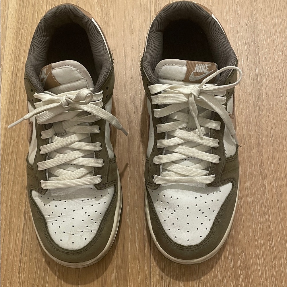 Nike Olive and White Dunk Low